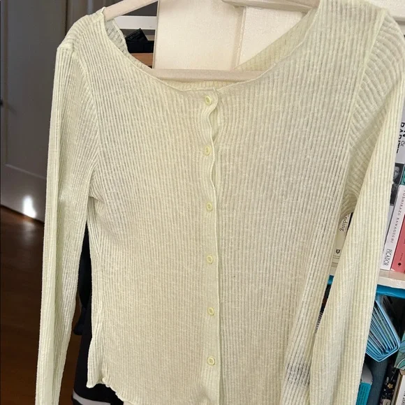 Cider Light Cream Ribbed Button-Down Shirt - Picture 3 of 9